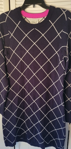 ELIZA J SZS NAVY BLUE AND WHITE SWEATER DRESS - Picture 2 of 9